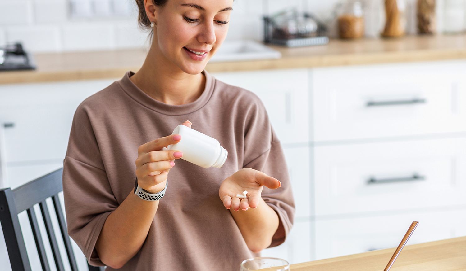 Woman pouring medicine