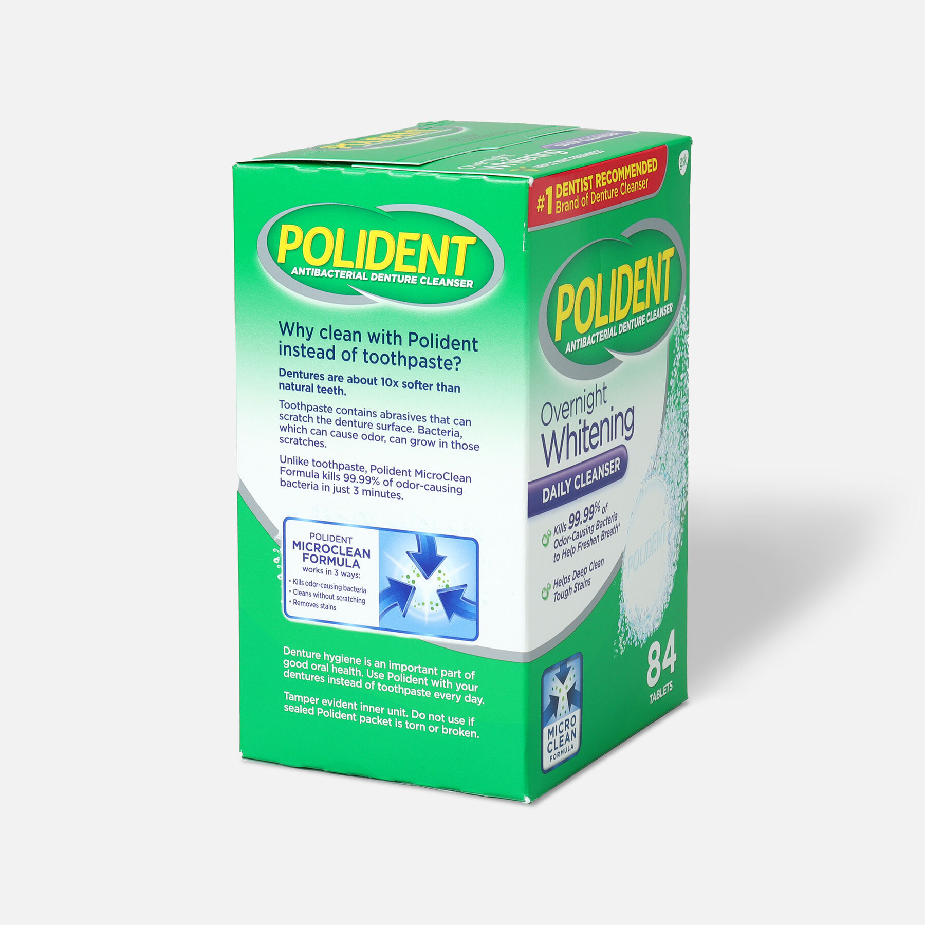 Polident Overnight Whitening Antibacterial Denture Cleanser Tablets