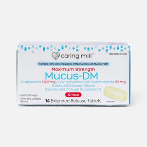 Caring Mill™ Mucus Guaifenesin Extended-Release Bi-Layer Tablets, 1200 mg, 14 ct.