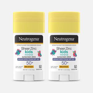 Neutrogena Sheer Zinc Kids Mineral Sunscreen Stick, SPF 50+, 1.5 oz. (2-Pack)