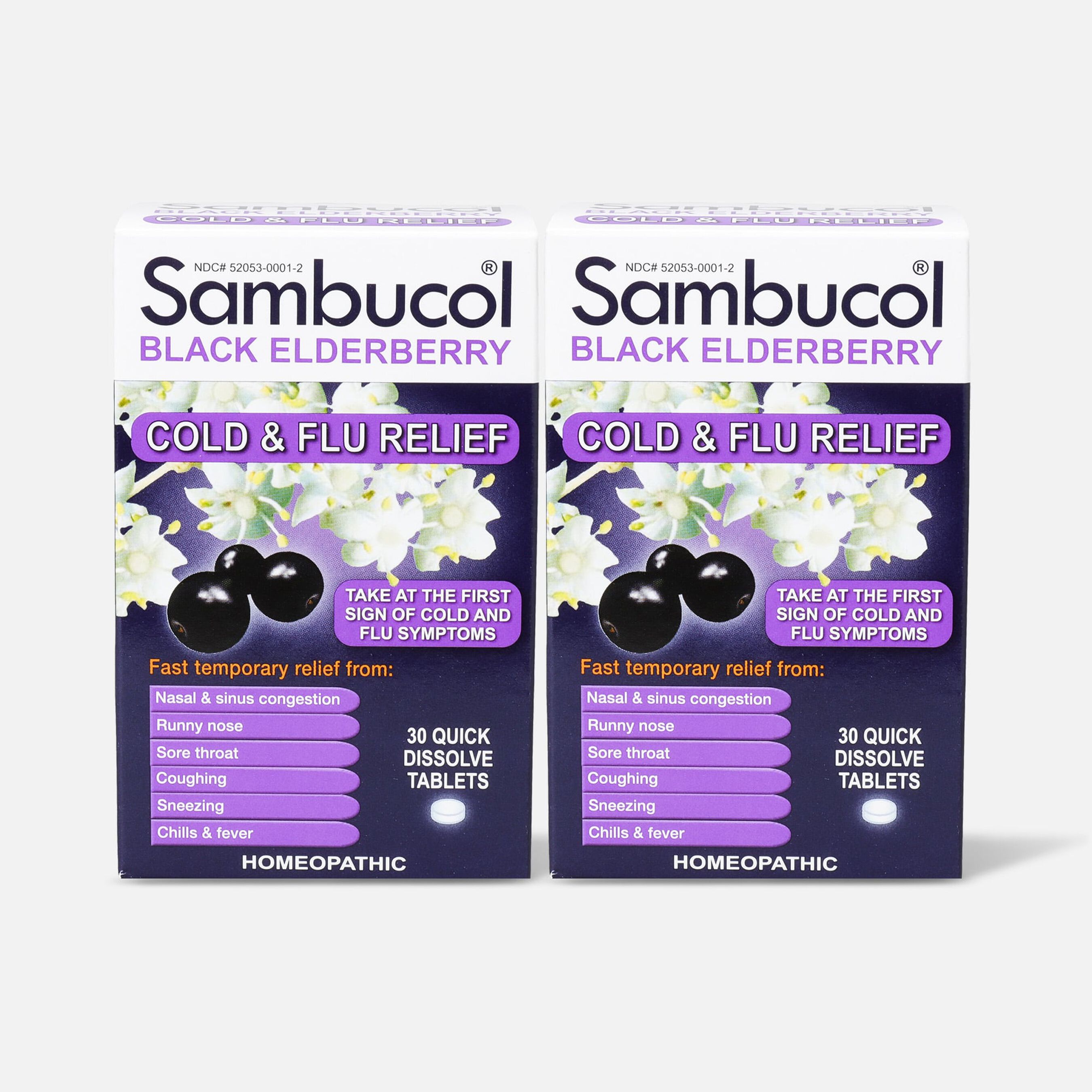 FSA Eligible Sambucol Black Elderberry Cold and Flu Relief Tablets, 30