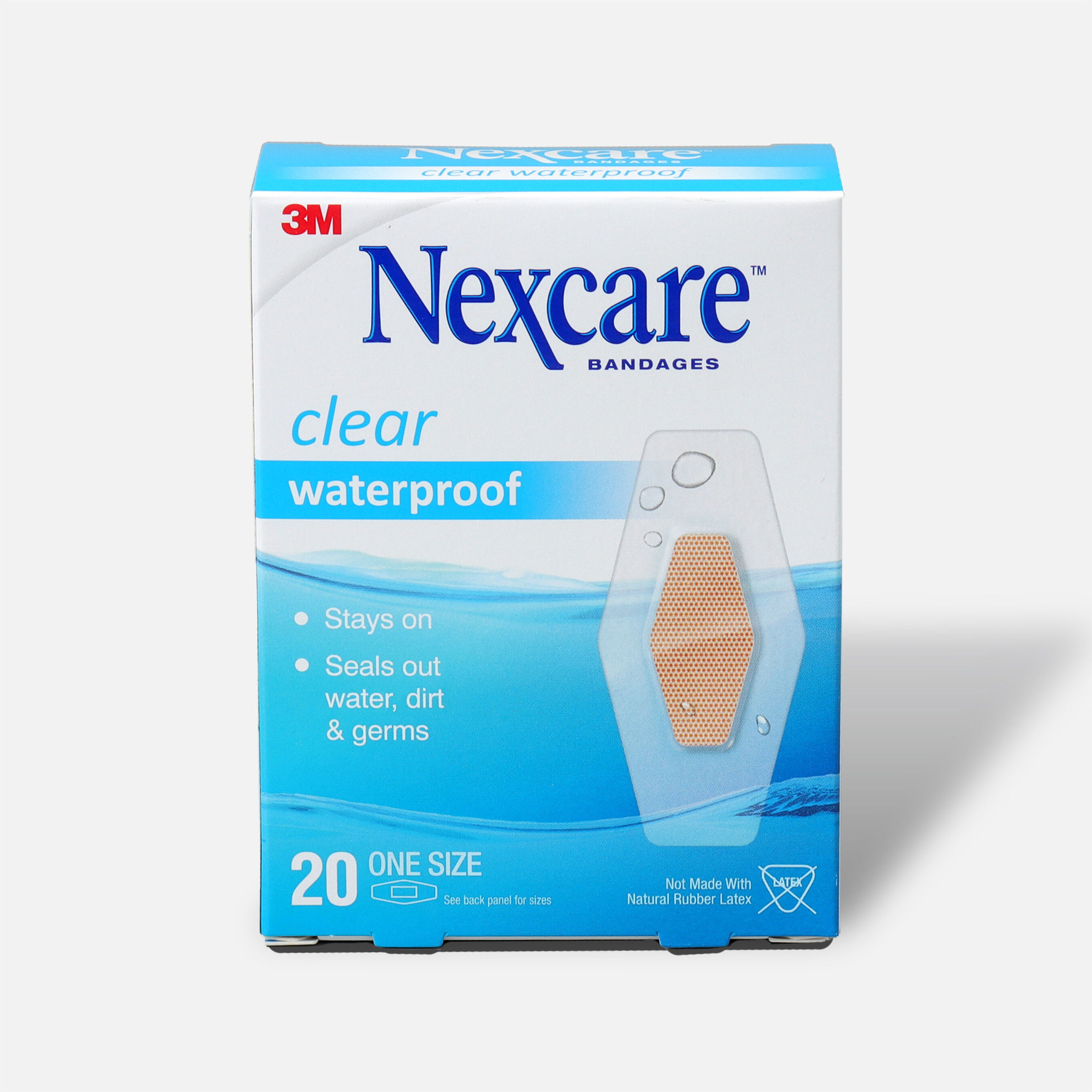 Nexcare Waterproof Clear Bandage, 1 1/16 X 2 1/14, Large, 20 ea