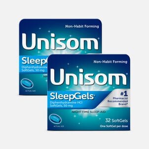 Unisom SleepGels, Maximum Strength Nighttime Sleep Aid, Softgels, 32 ct. (2-Pack)