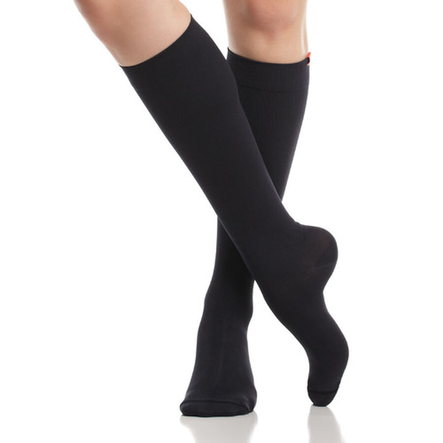 VIM & VIGR Moisture-Wick Nylon Compression Socks, Solid Black, Wide Calf, 30-40 mmHg, , large image number 8
