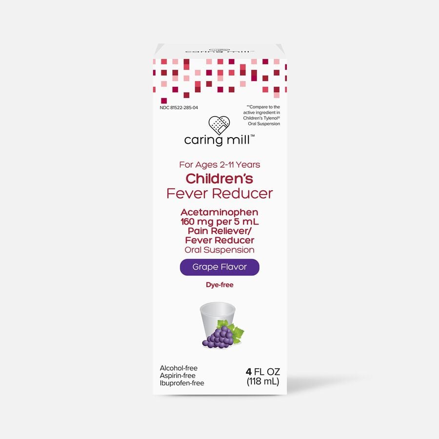 Caring Mill™ Children’s Acetaminophen Pain Reliever/Fever Reducer Liquid, Grape, 4 fl oz., , large image number 0