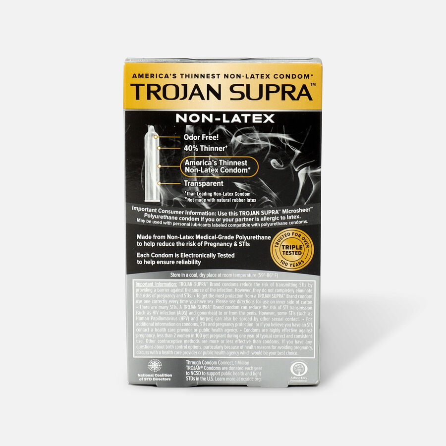 Trojan Supra Microsheer Non-Latex Lubricated Condoms, 6 ct., , large image number 1