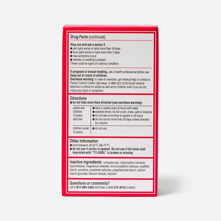 Tylenol 8 HR Muscle Aches and Pain Caplets, 100 ct., , large image number 2