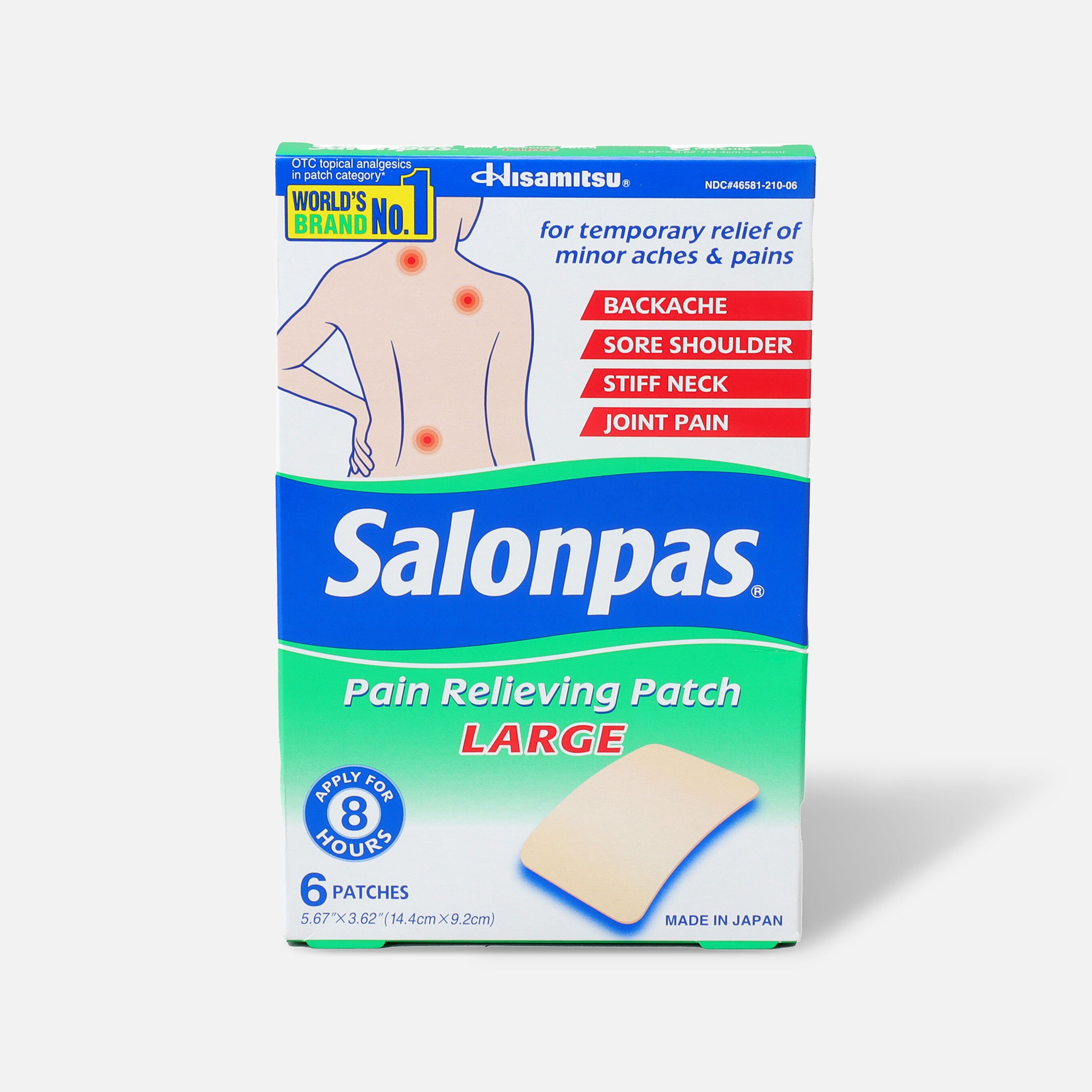 Salonpas Pain Relieving Patch, Large, 6 ct