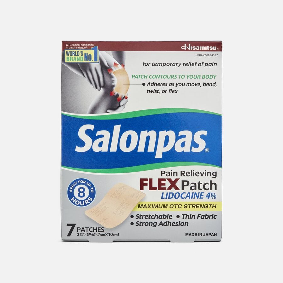 Salonpas Pain Relieving Flex Patch Lidocaine 4%, 7 ct., , large image number 0
