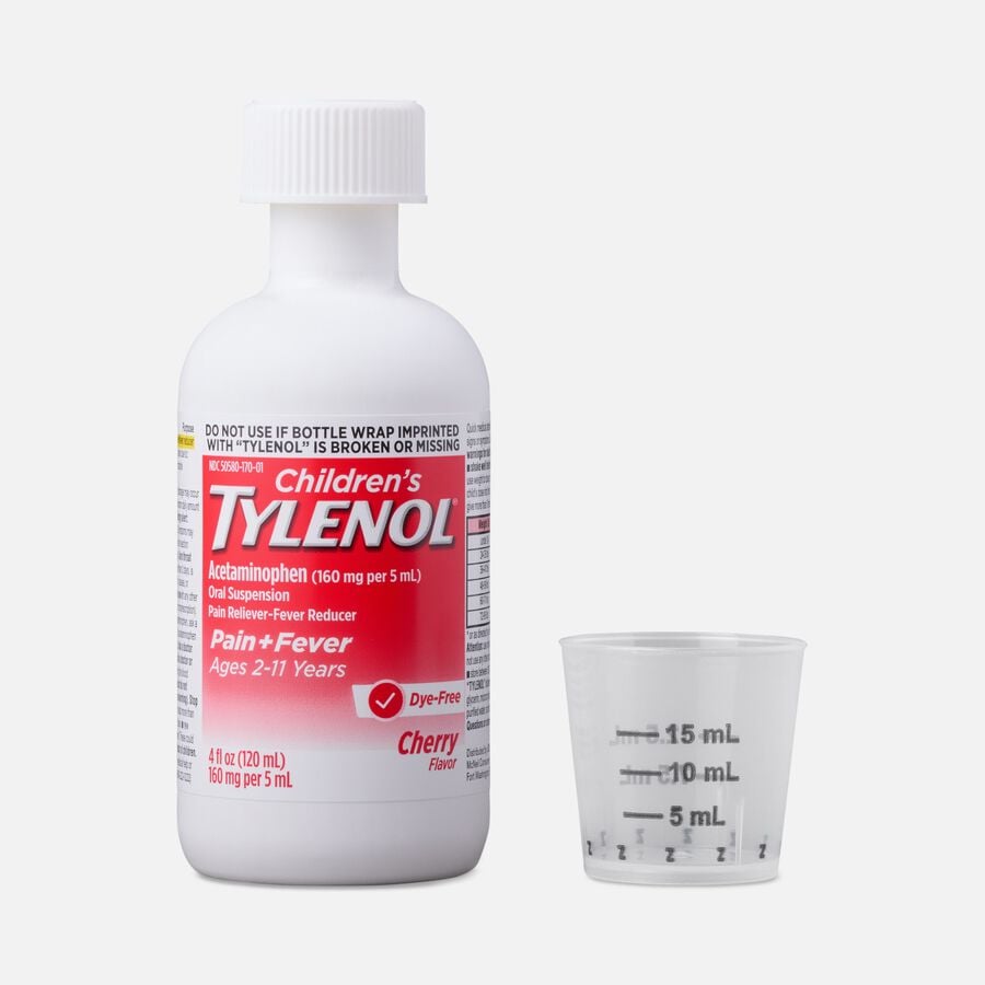 Tylenol Children's Pain & Fever Reliever Liquid, Dye-Free, Cherry, 4 fl oz., , large image number 3