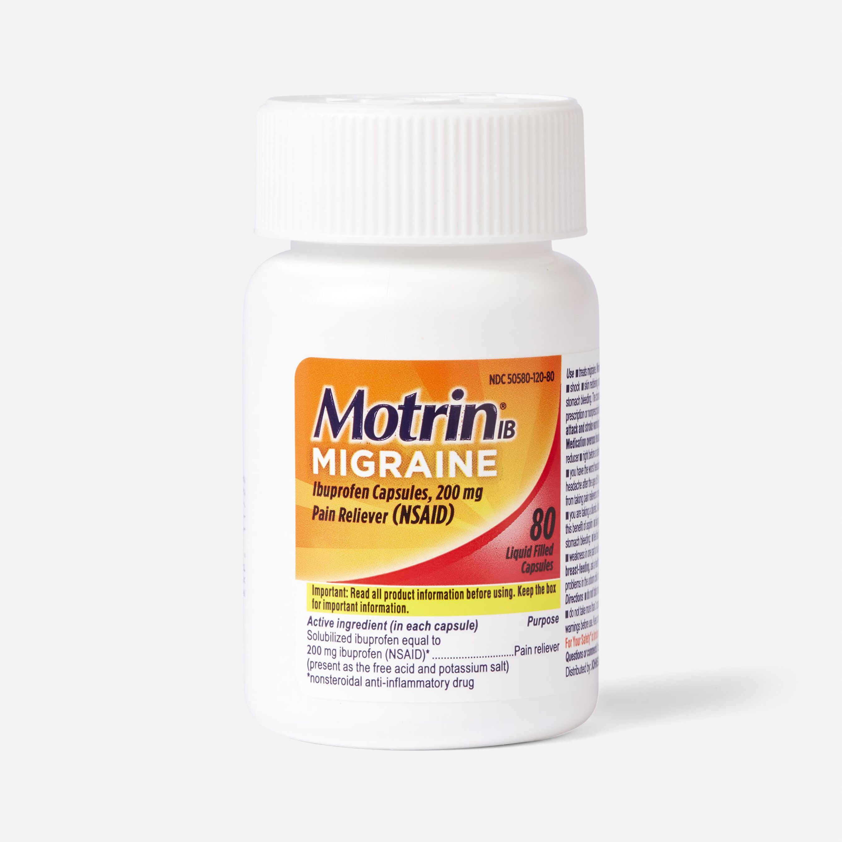 Motrin IB Migraine Liquid Filled Caps, 200 mg, 80 ct