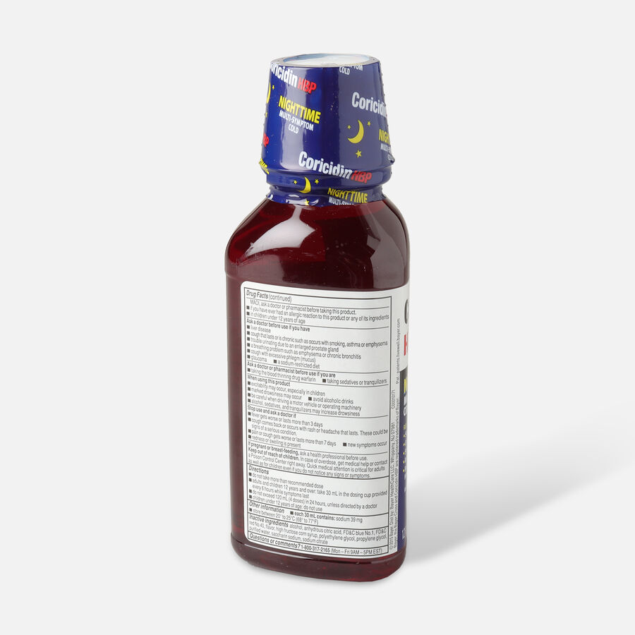 Coricidin HBP Nighttime Multi-Symptom Cold Syrup, Cherry, 12 oz., , large image number 2