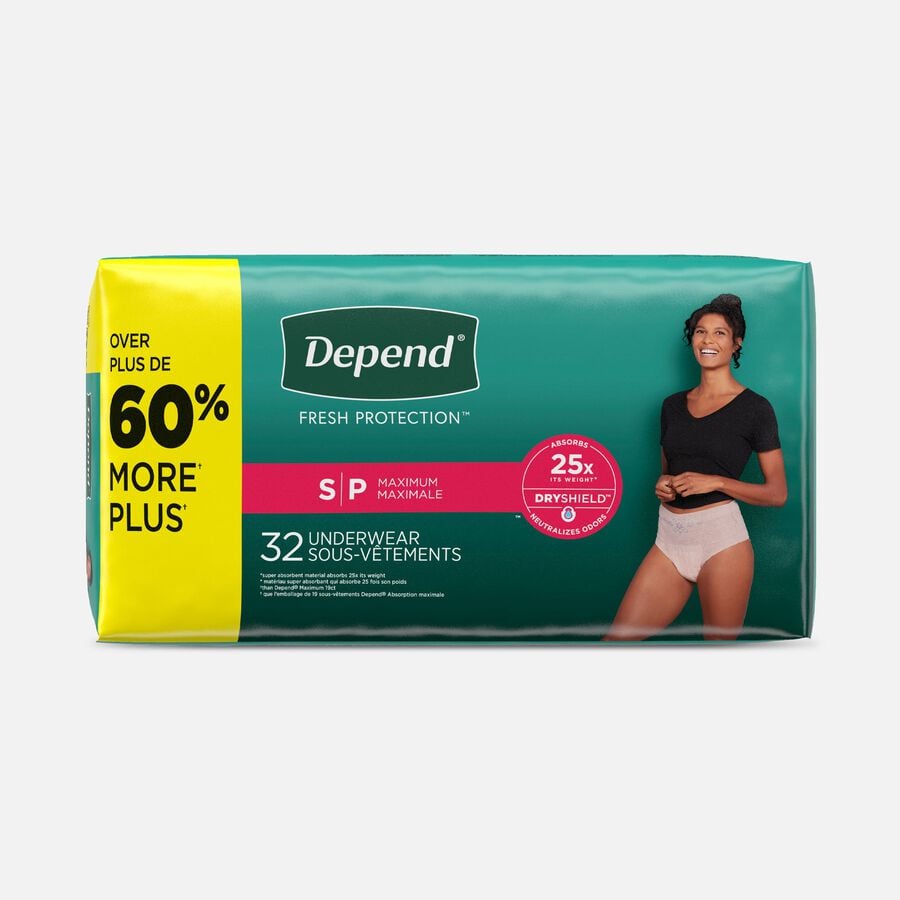 Depend Fresh Protection Adult Incontinence & Postpartum Bladder Leak Underwear for Women, Disposable, Maximum, Small, Blush, 32 ct., , large image number 0