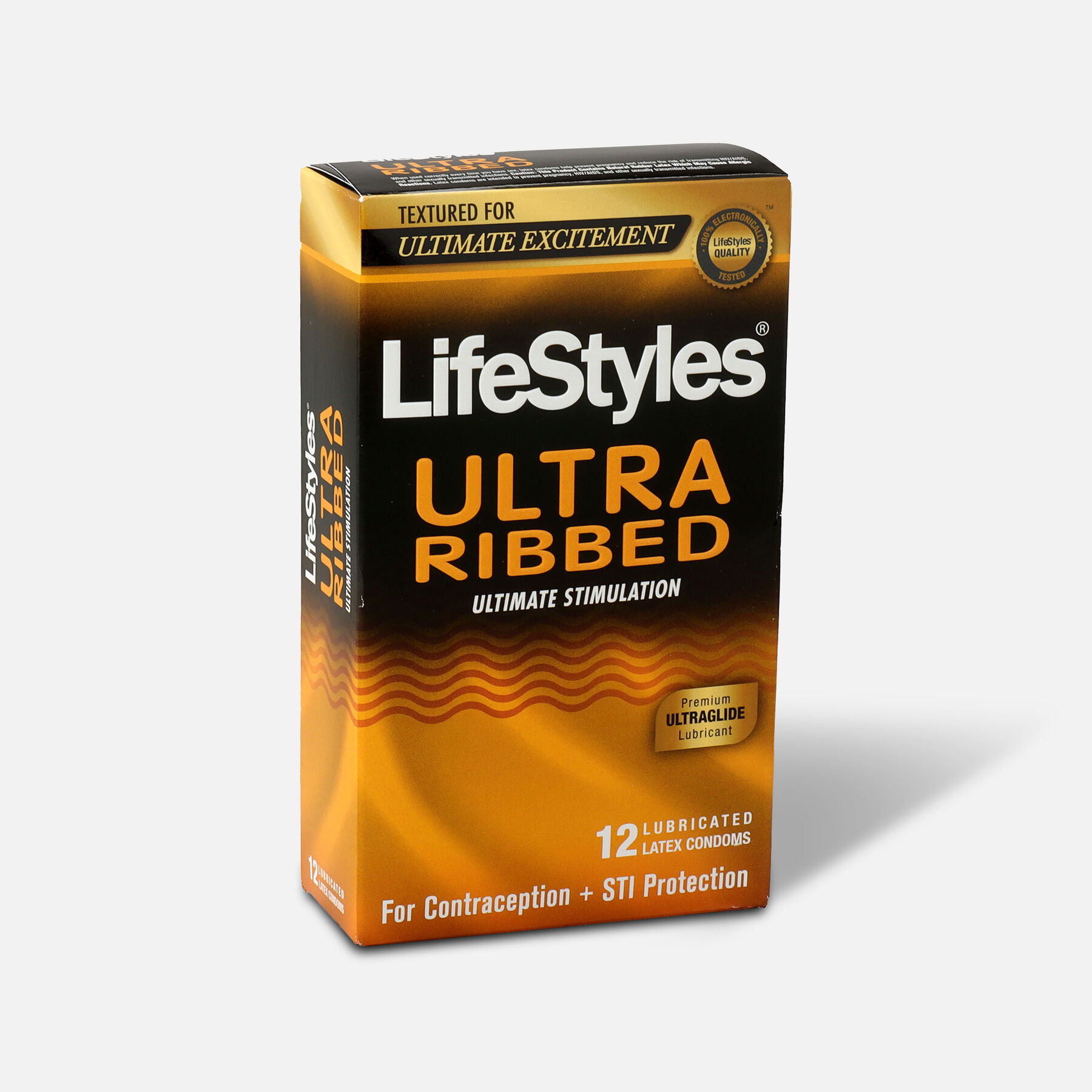 Lifestyles Ultra Ribbed Latex Condoms, 12 Count