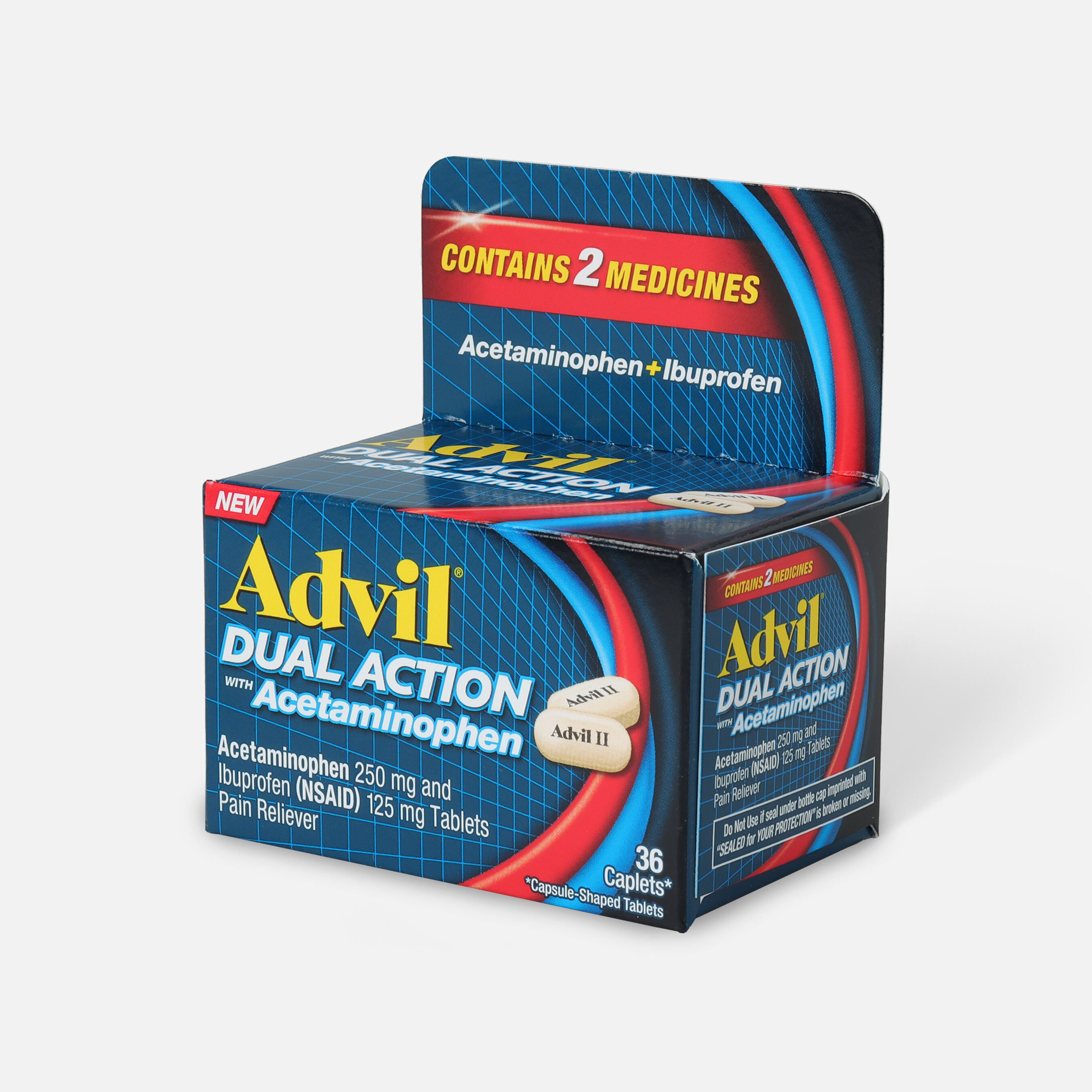 Advil Dual Action Coated Tablets, Acetaminophen + Ibuprofen, 36 ct