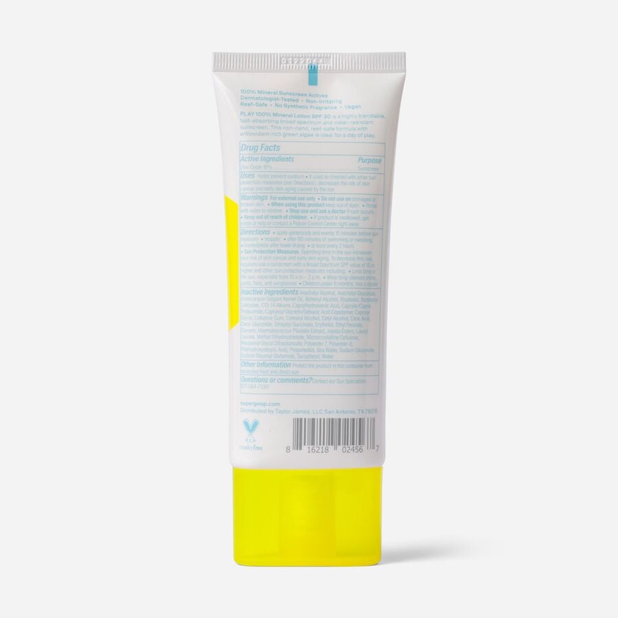 Supergoop PLAY 100% Mineral Lotion with Green Algae, SPF 30, 3.4 oz., , large image number 1