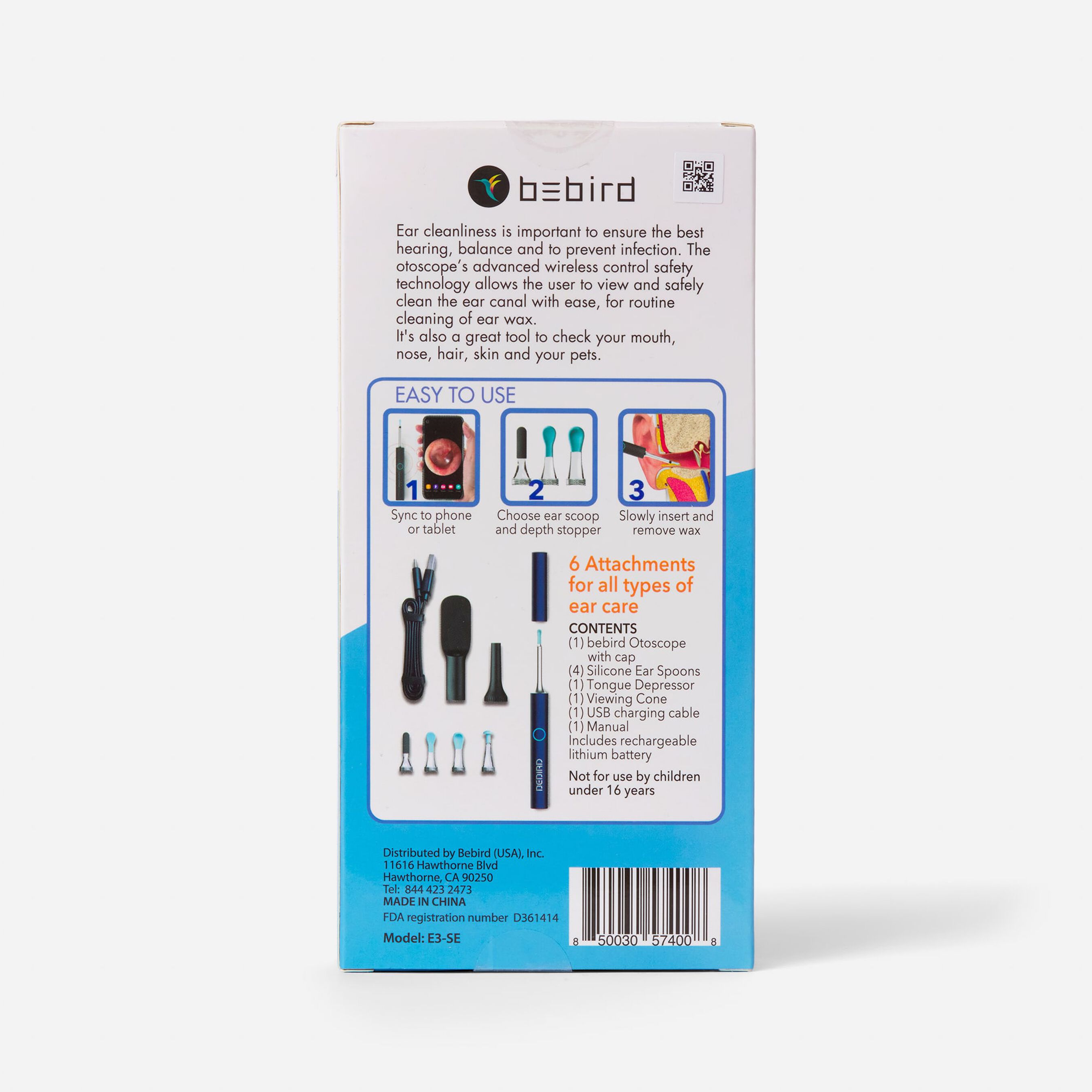 BeBird Wireless Visual Ear Cleaner, Model E3SE