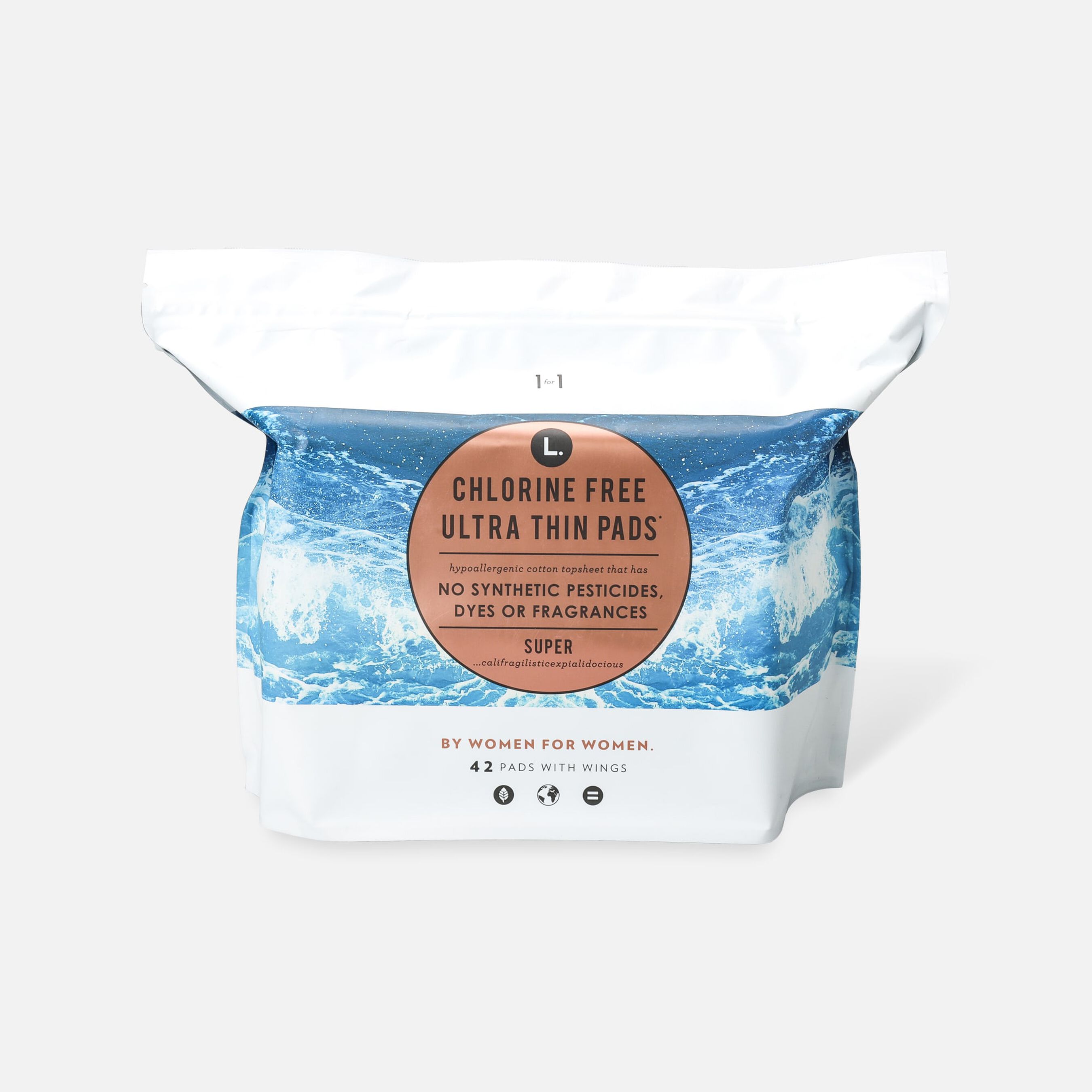 L. Chlorine Free Ultra Thin Pads, Organic Cotton