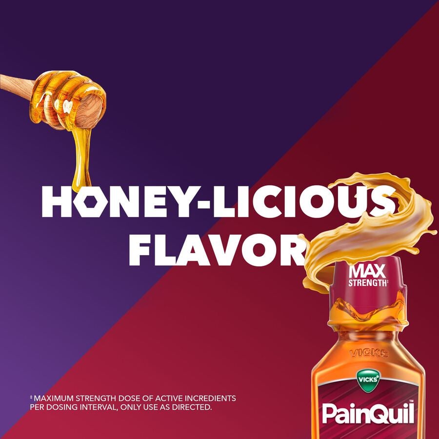 Vicks&reg; PainQuil&trade; Acetaminophen Pain Relief Liquid Day & Night Combo Pack, Honey Flavored. 12 fl. oz., , large image number 3