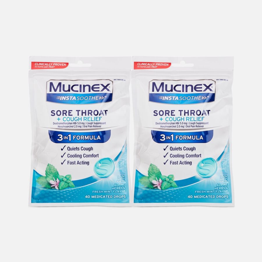 Mucinex InstaSoothe Sore Throat + Cough Relief - Alpine Herbs & Fresh Mint, 40 ct. (2-Pack), , large image number 0
