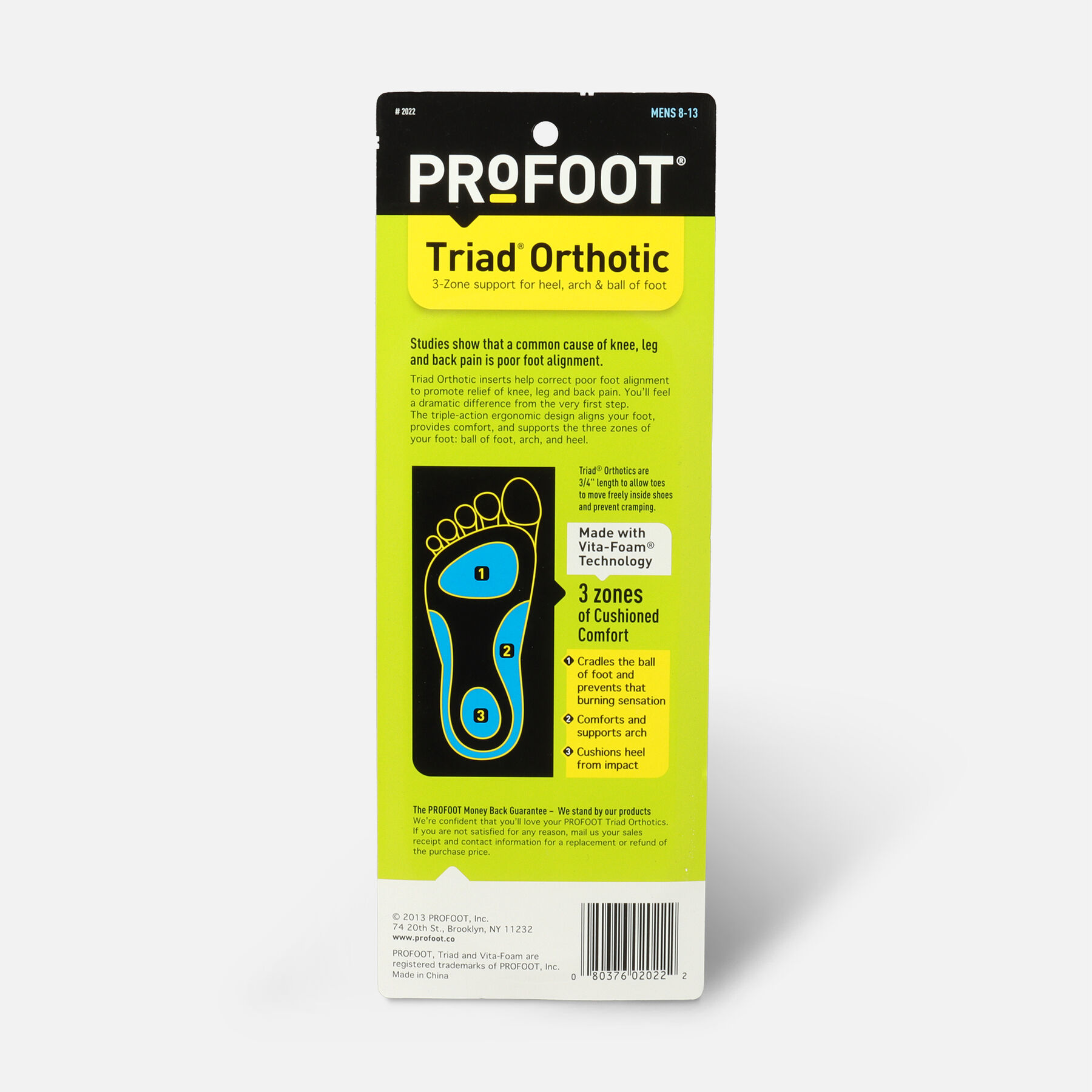 FSA Eligible Profoot Triad Orthotic Insoles for Men, 1 pair FSA Store