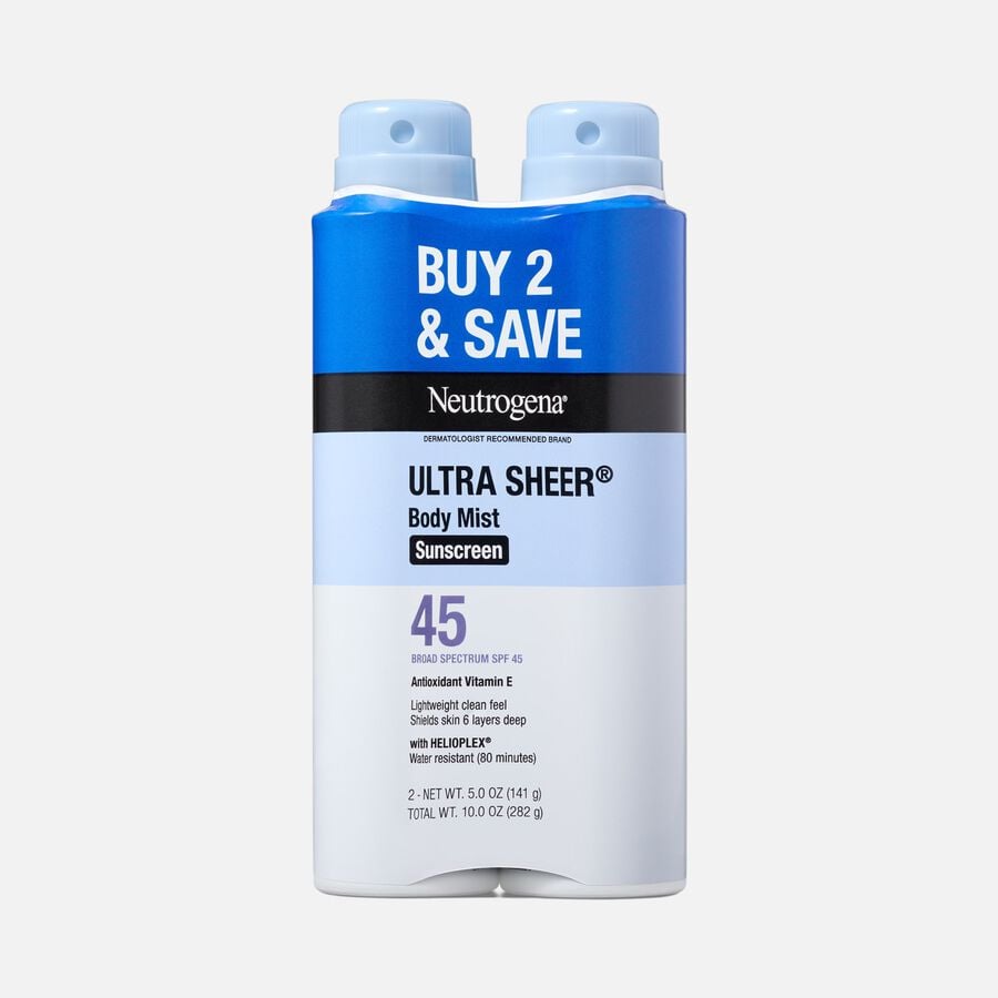 Neutrogena Ultra Sheer Spray SPF 45, Twin Pack, 5 oz. Bottles, , large image number 0