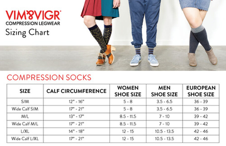 VIM & VIGR Nylon Compression Socks, Little Stripe Black & Gray, M/L, 30-40 mmHg, , large image number 5