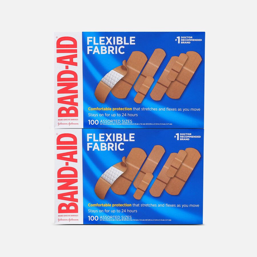 BAND-AID&reg; Flexible Fabric Adhesive Bandages, Assorted Sizes, 100 ct. (2-Pack), , large image number 0