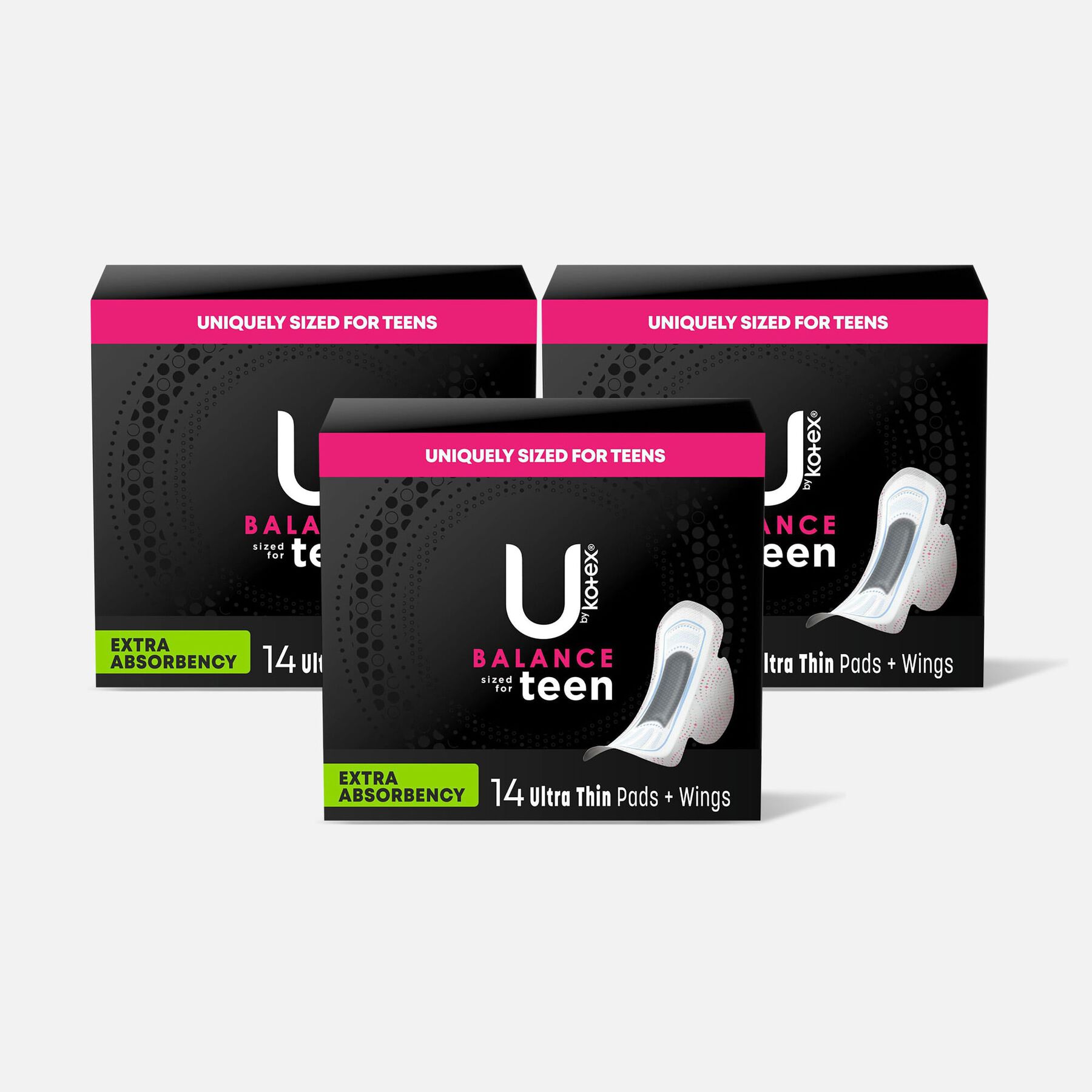 FSA Eligible U by Kotex Ultra Thin Teen Pads with Wings, Extra