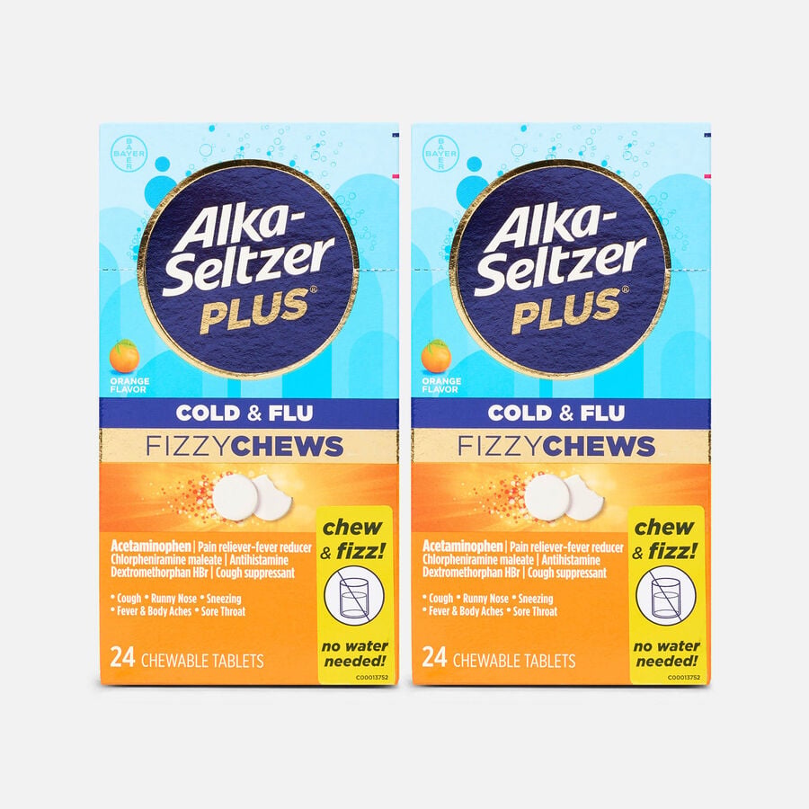 Alka-Seltzer Plus&reg; Fizzy Chews Cold & Flu Fizzy Chews, Orange, 24 ct. (2-Pack), , large image number 0