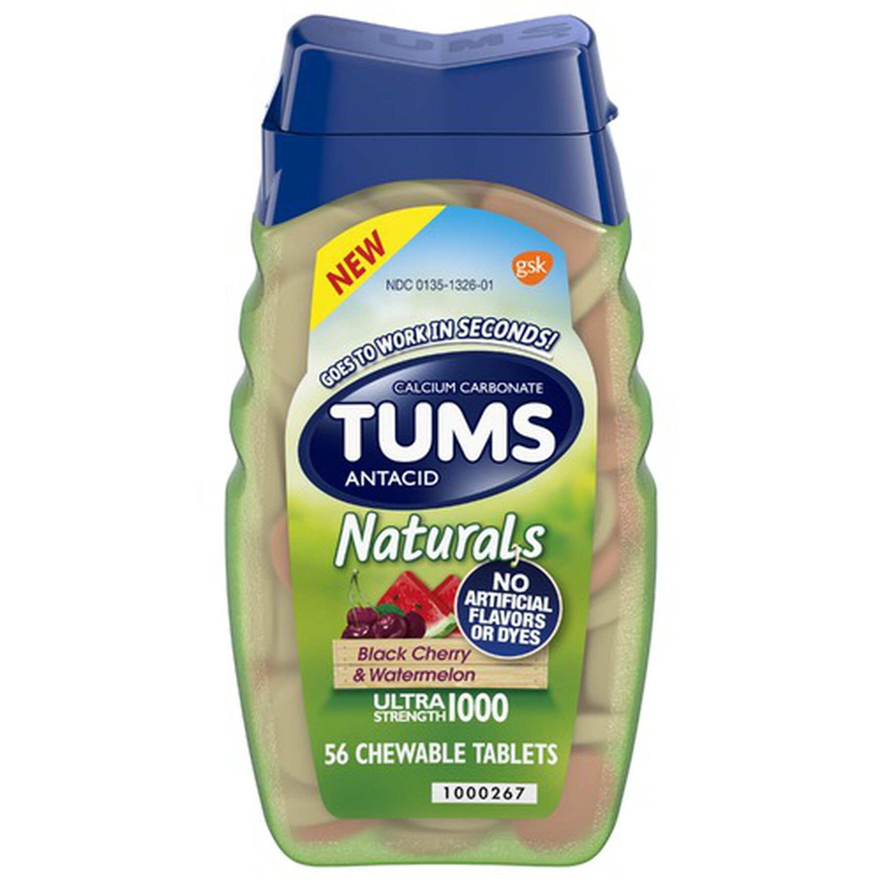 TUMS Naturals Ultra Strength Chewable Tablets, 56 ct