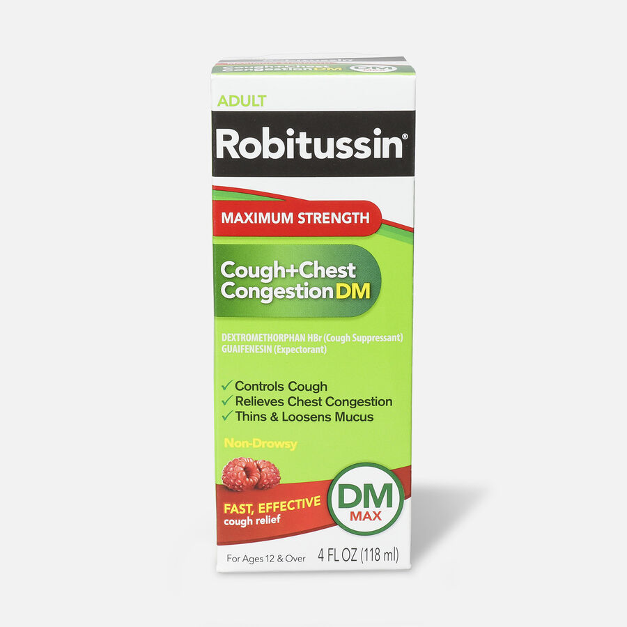 Robitussin Maximum Strength Cough & Chest Congestion DM Max, Adult, Raspberry, , large image number 1