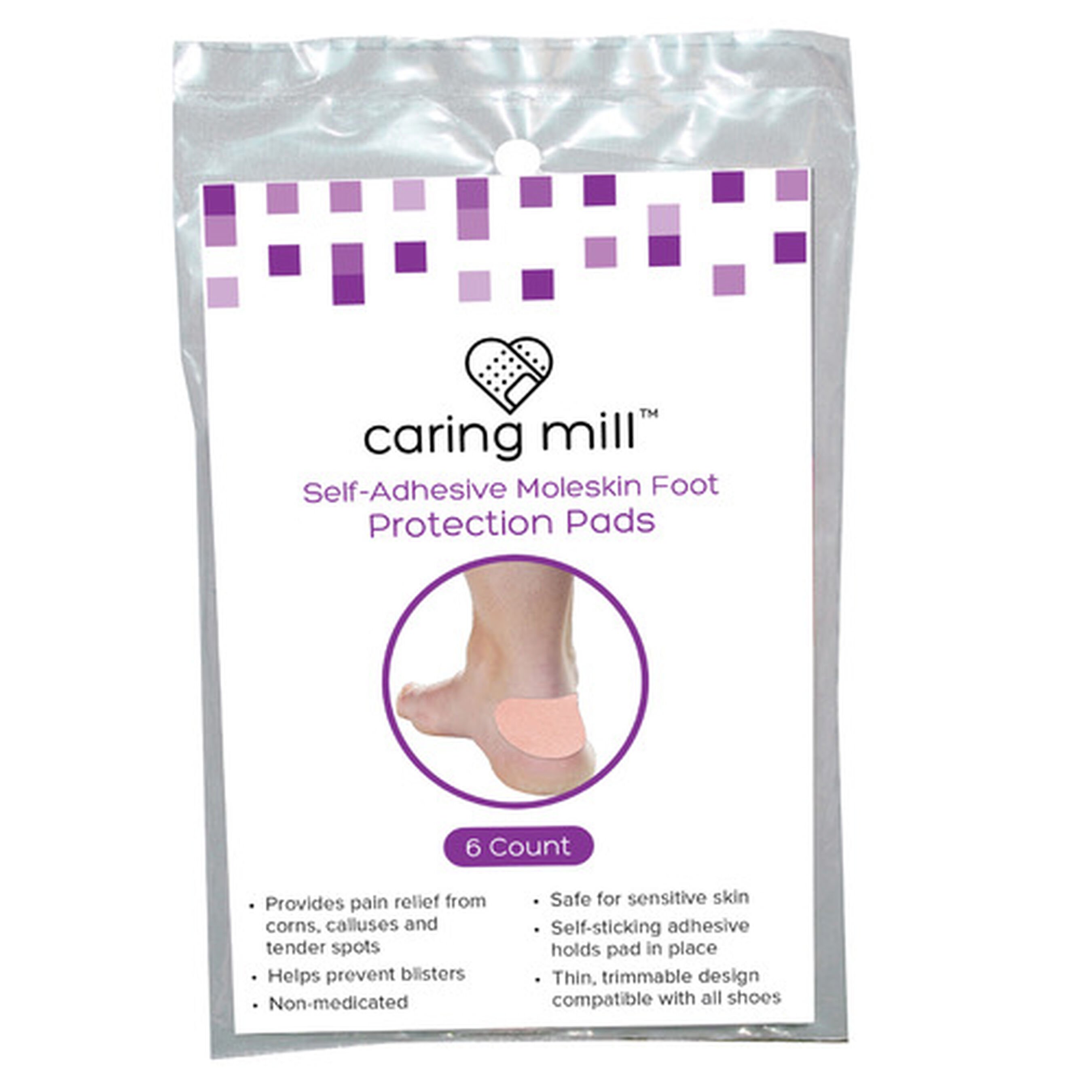 Caring Mill™ SelfAdhesive Moleskin Foot Protection Pads 6 ct