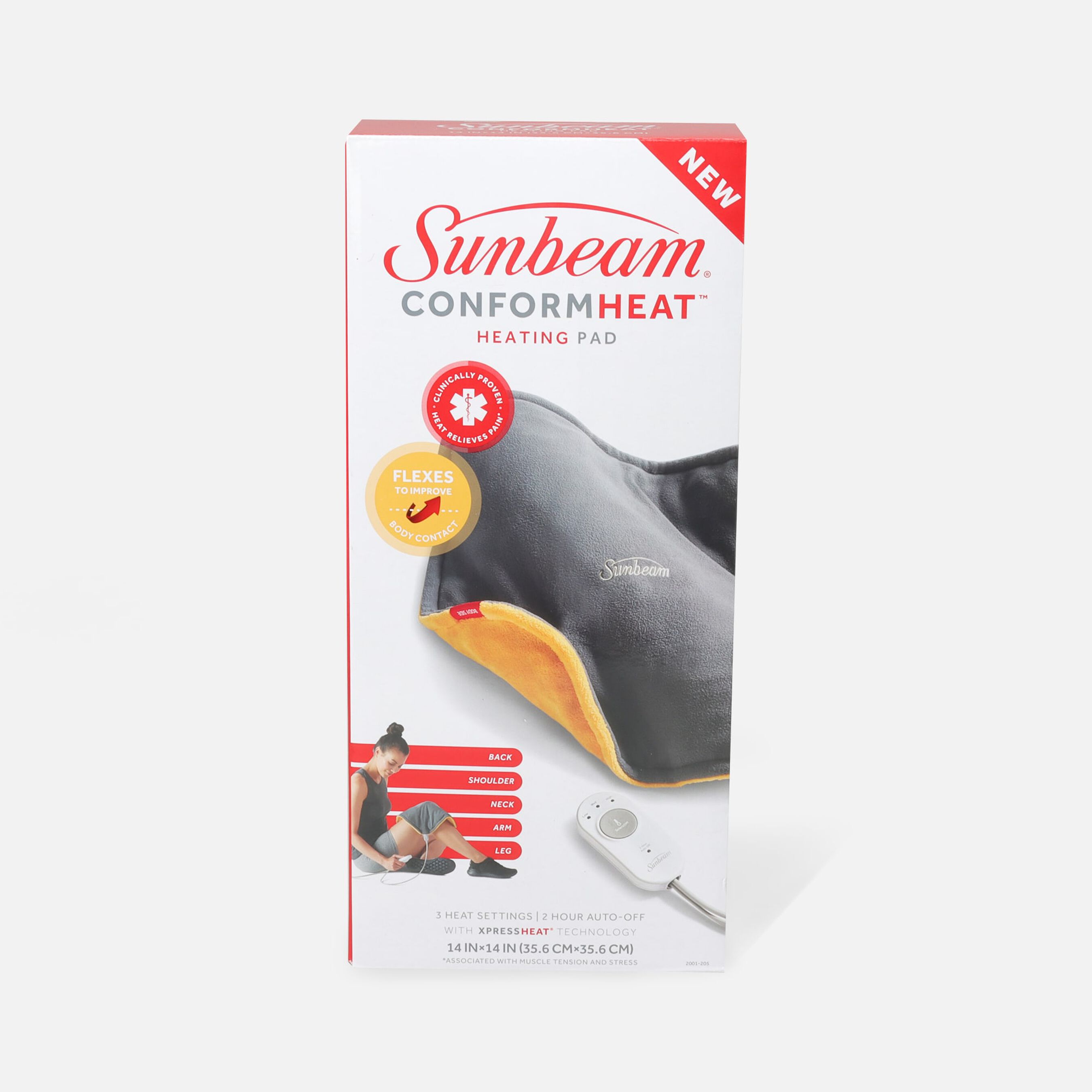 Sunbeam ConformHeat, XpressHeat, Standard Heating Pad, Yellow, 3 Heat