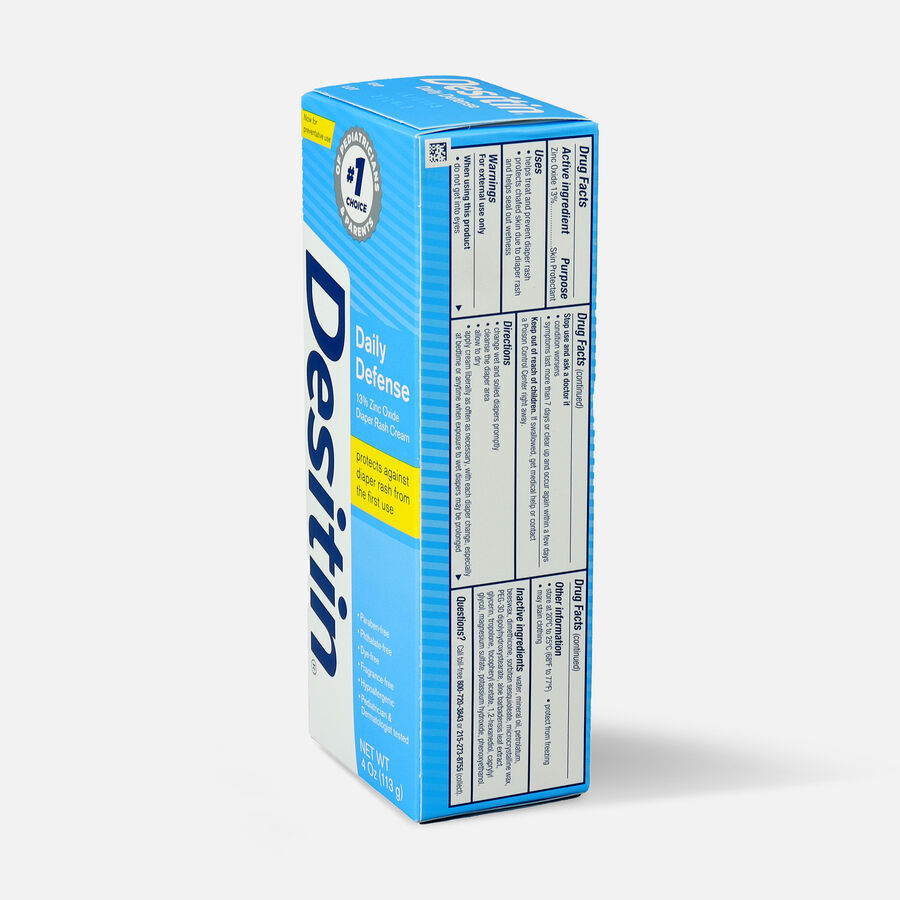 Desitin Daily Defense Zinc Oxide Diaper Rash Cream FF 4 oz., , large image number 1
