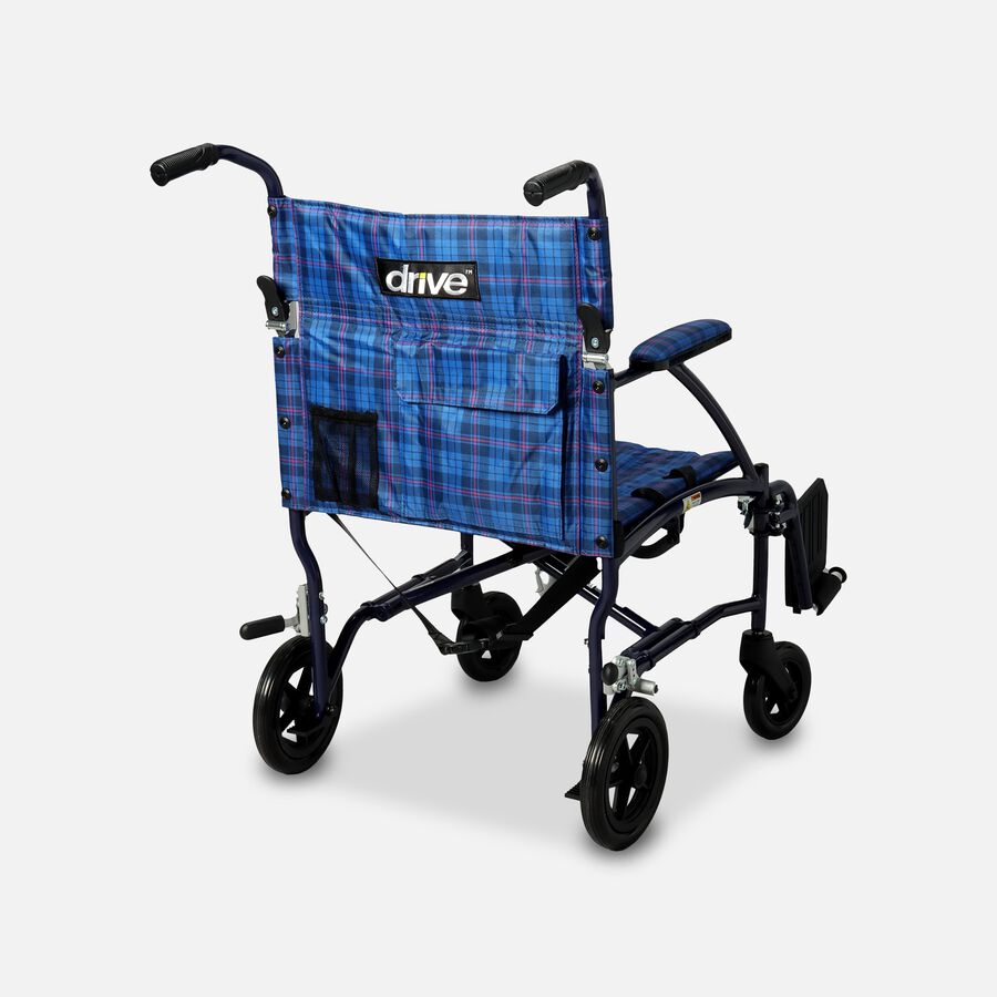 Drive Fly-Lite Ultra Lightweight Aluminum Transport Chair, 19", Blue, , large image number 1