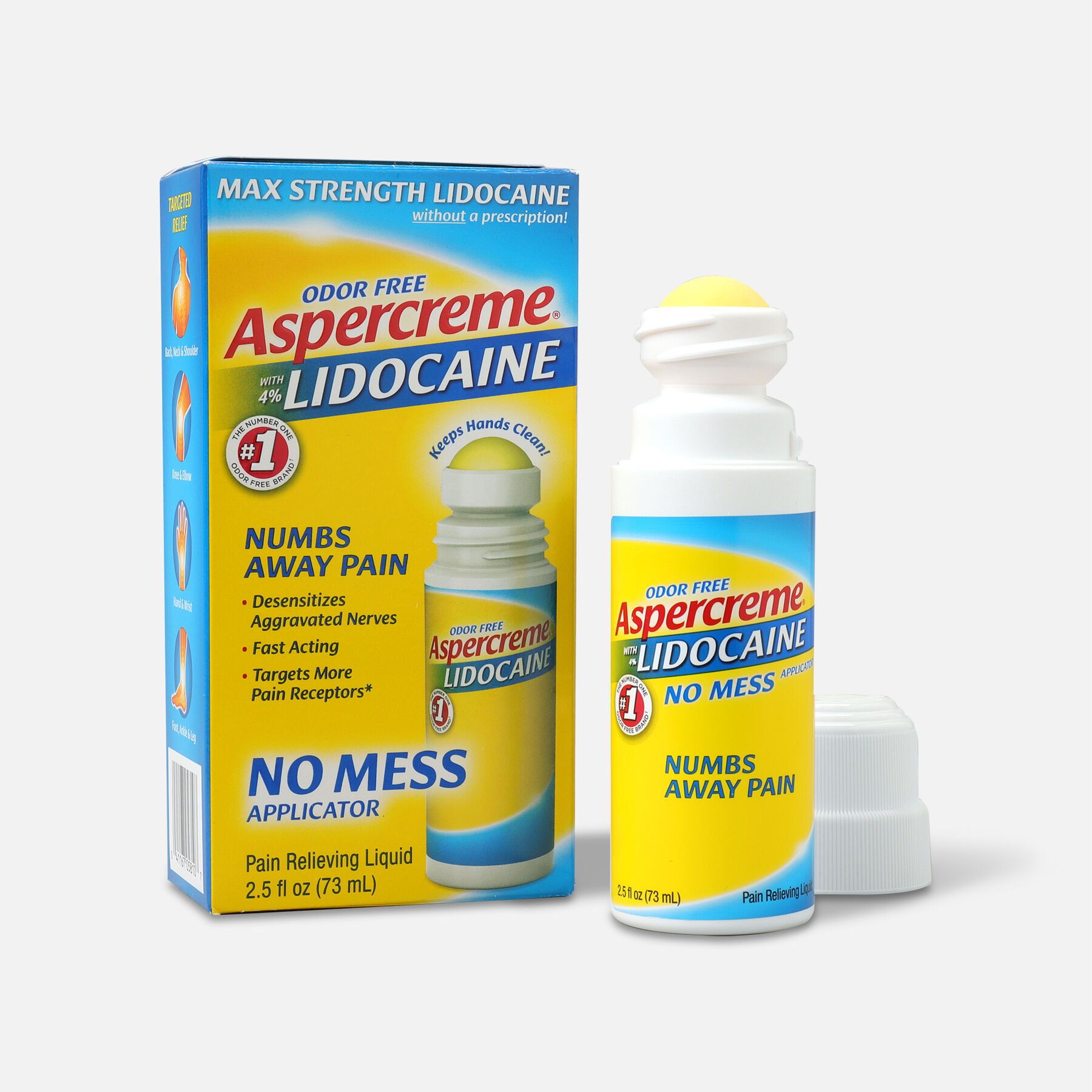 Aspercreme No Mess RollOn with 4 Lidocaine, 2.5 fl. oz.
