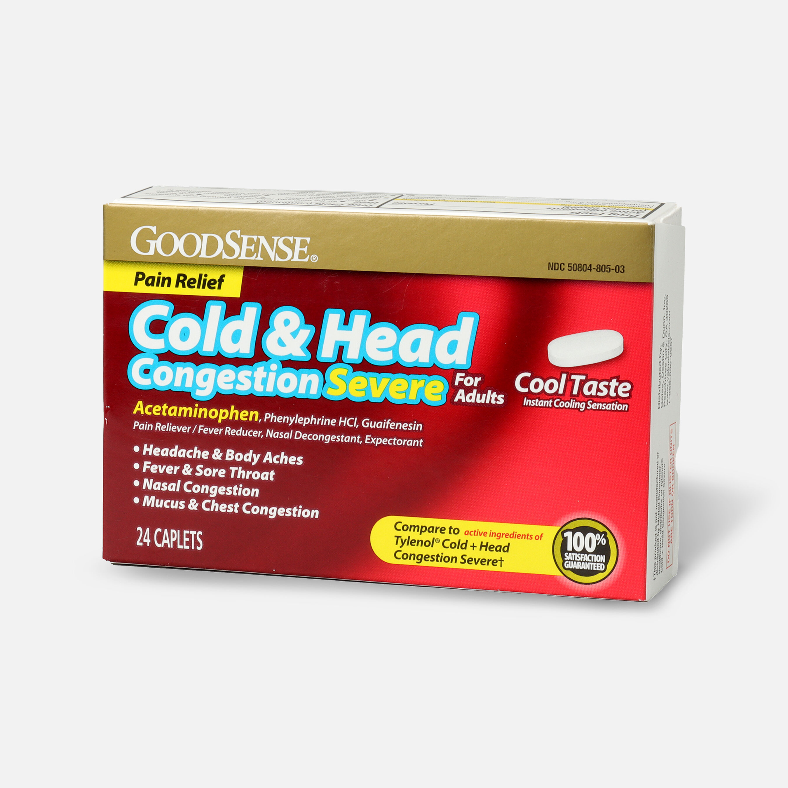 GoodSense® Cold & Head Congestion Severe Adult Caplets, 24 ct.
