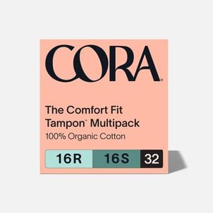 Cora Organic Cotton Applicator Tampons, Regular/Super, 32 ct.