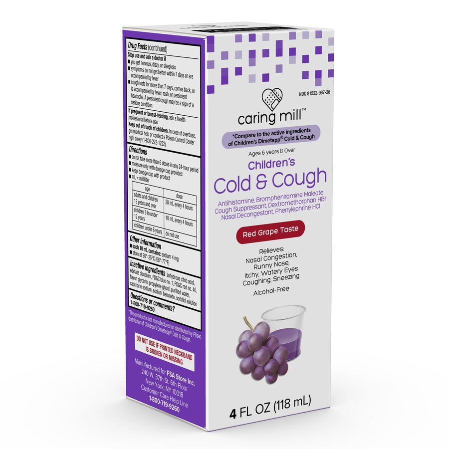 Caring Mill™ Children's Cold and Cough, Grape Flavor; Cold Medicine for Kids 4 oz., , large image number 4