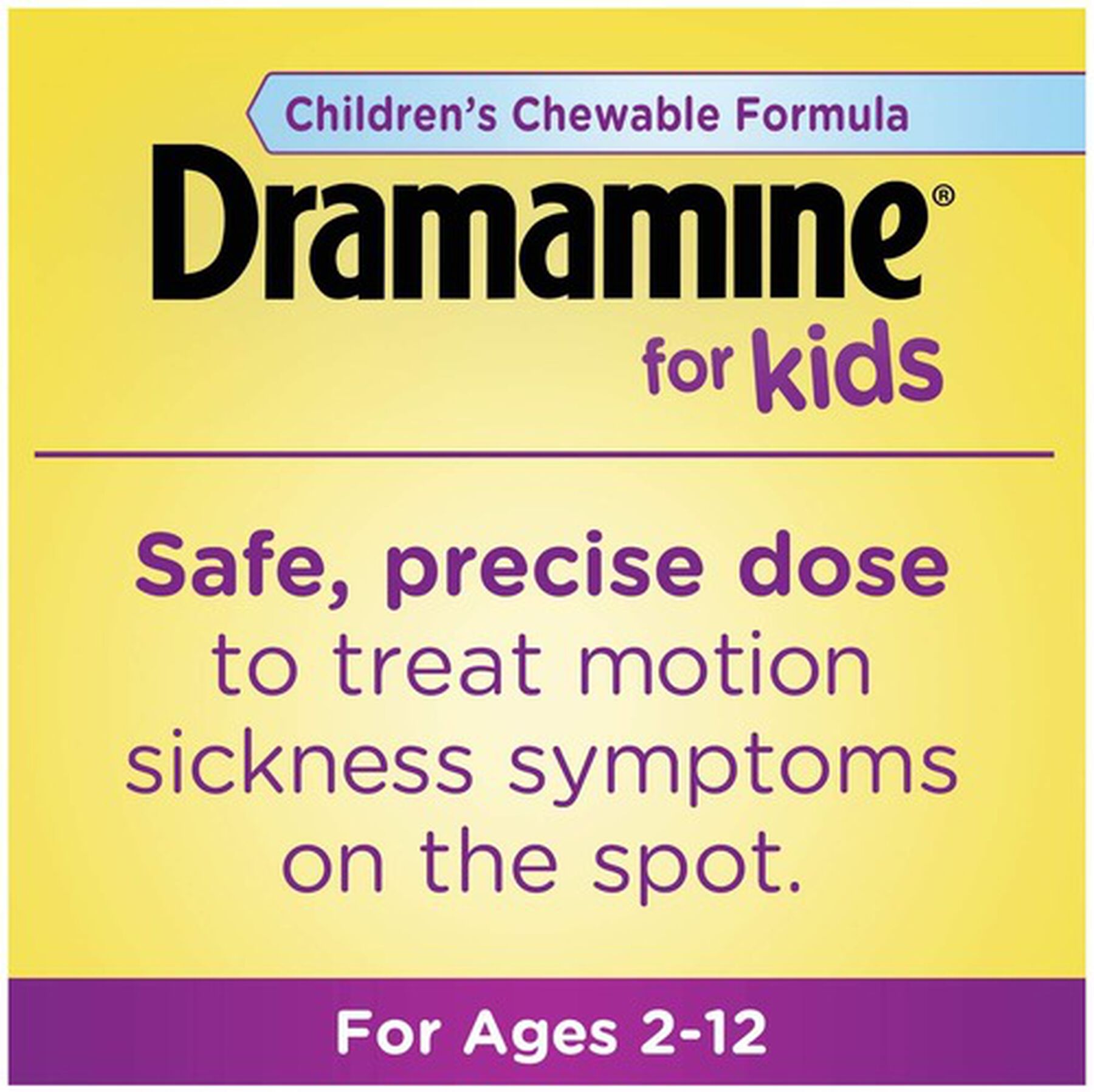 Dramamine Motion Sickness Relief for Kids, Grape Flavor, 8 ct.