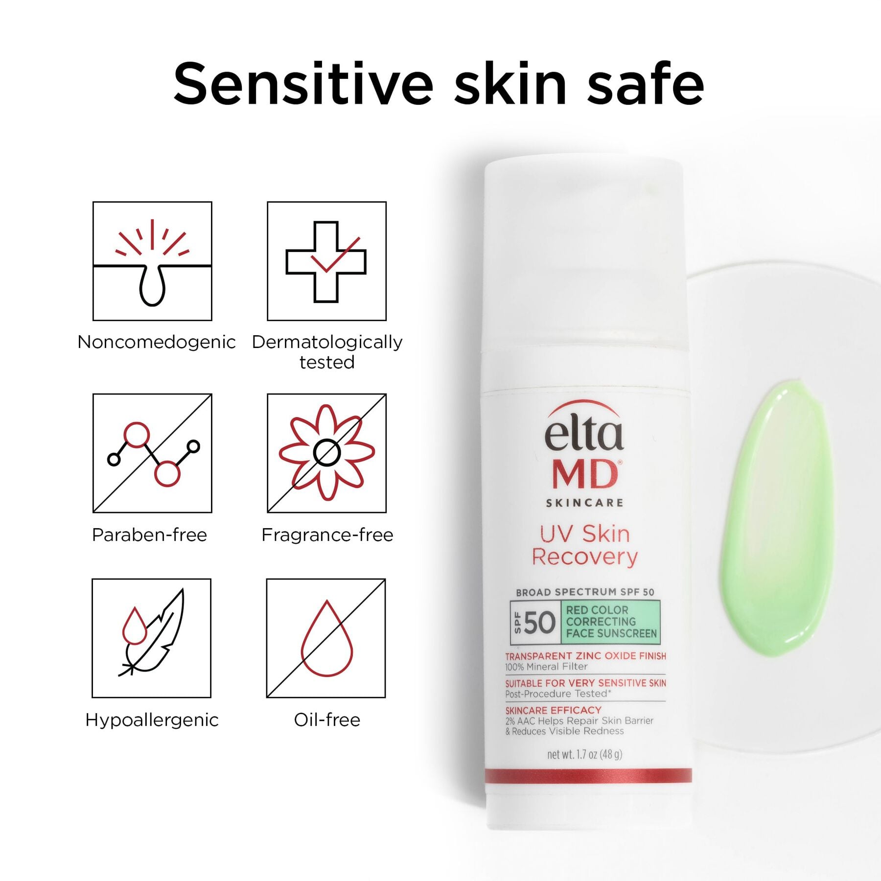 FSA Eligible EltaMD UV Skin Recovery Red Color Correcting Green Tint ...