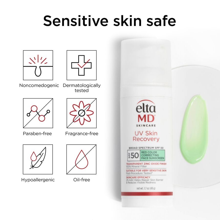 EltaMD UV Skin Recovery Red Color Correcting Green Tint Broad Spectrum SPF 50, , large image number 2
