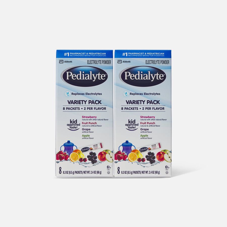 Pedialyte® Electrolyte Powder Pack - Punch, Grape, Apple and Strawberry Flavor Variety, .3 oz., 8 ct. (2-Pack), , large image number 0