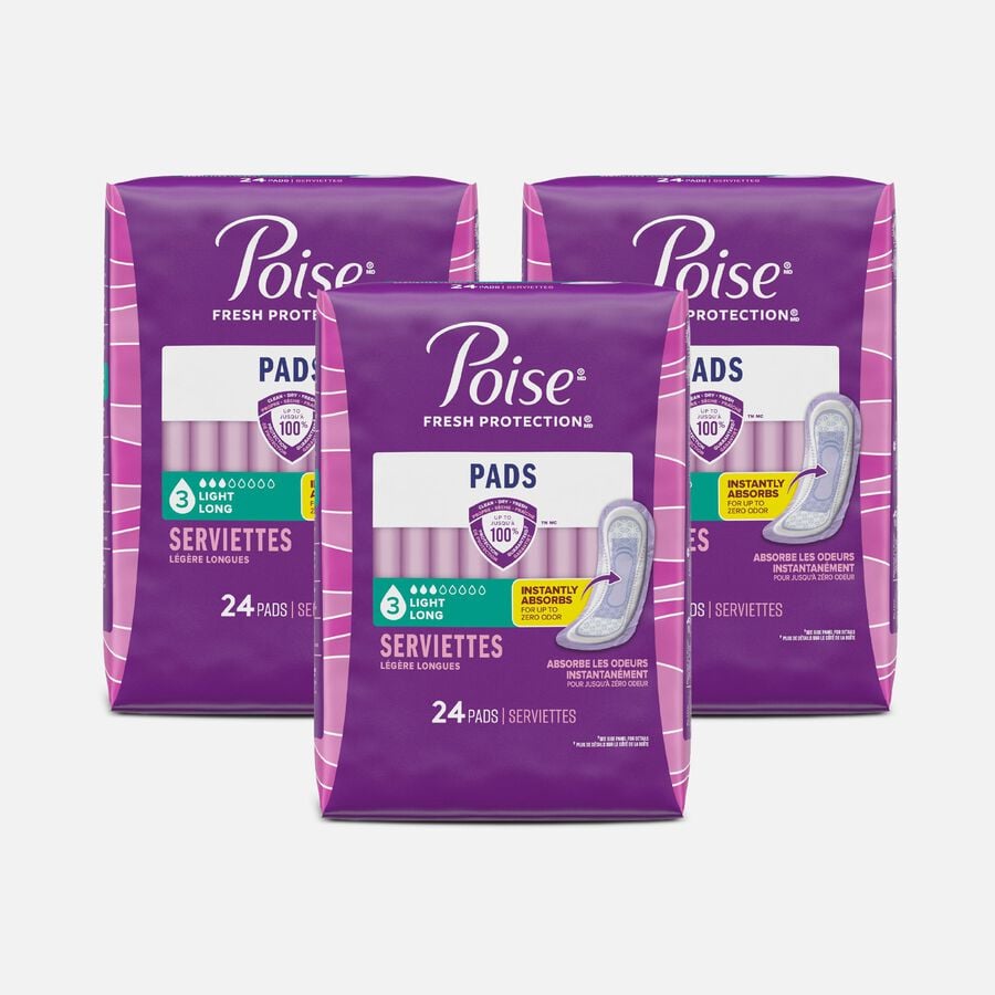 Poise Incontinence Pads, Light Long, 24 ct. (3-Pack), , large image number 0