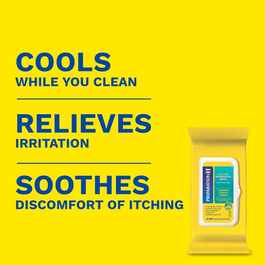Preparation H Maximum Strength Hemorrhoid Flushable Wipes with Witch Hazel, 48 ct., , large image number 2