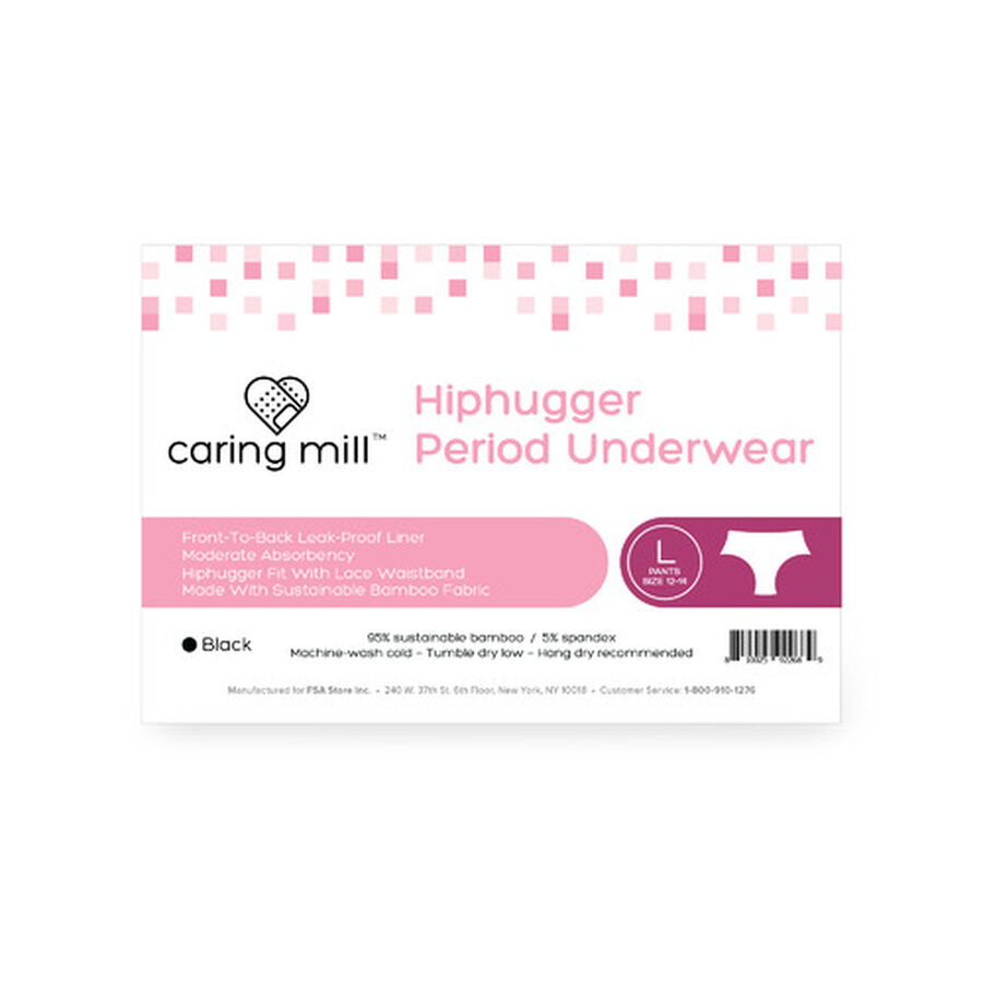 Caring Mill™ Hiphugger Period Underwear-Black, , large image number 3
