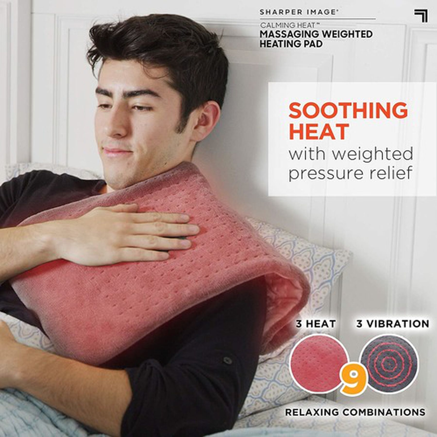 FSA Eligible Sharper Image® Calming Heat Massaging Weighted Heating Pad