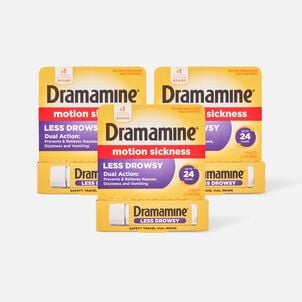 Dramamine Motion Sickness Relief Tablets, Less Drowsy Formula, 8 ct. (3-Pack)