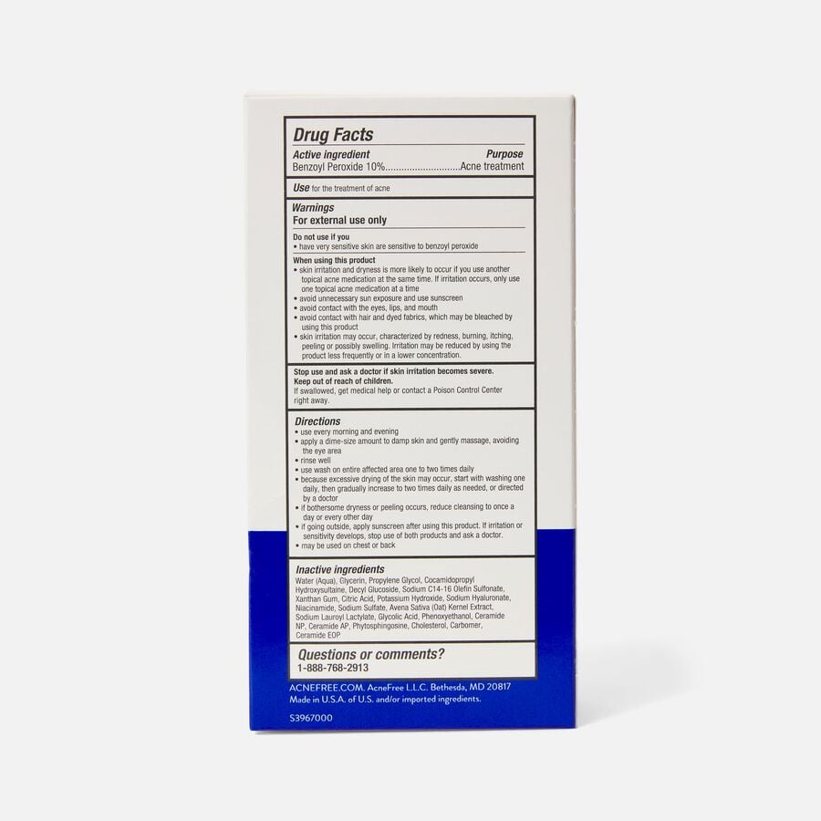 AcneFree Severe Acne Benzoyl Peroxide Deep Cleansing Foaming Wash, 5 fl oz., , large image number 1